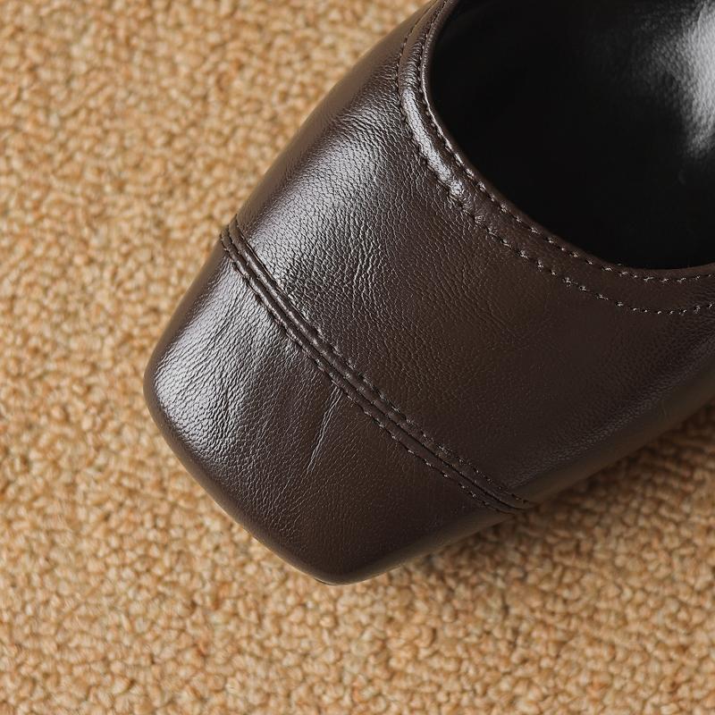 Fashion Women's new spring and autumn square toe with increased height, mid heel, large metal belt buckle, Mary Jane single shoes