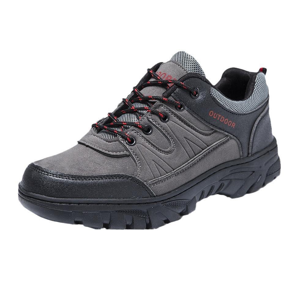 Outdoor Men's Hiking Shoes, Leather Surface Windproof and Warm Hiking Thick Sole Wear-resistant Sports and Leisure Shoes Men's Shoes