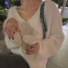Fashion New Plush V-neck Pullover Sweaters for Women Autumn and Winter Loose Fit Mink Fur Casual Knitted Sweater Women Soft Warm Vintage Jumper 25778