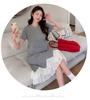 2026 Summer Petite Maternity Knit Dress - Korean Style, Loose-Fit, Slimming, Round Neck