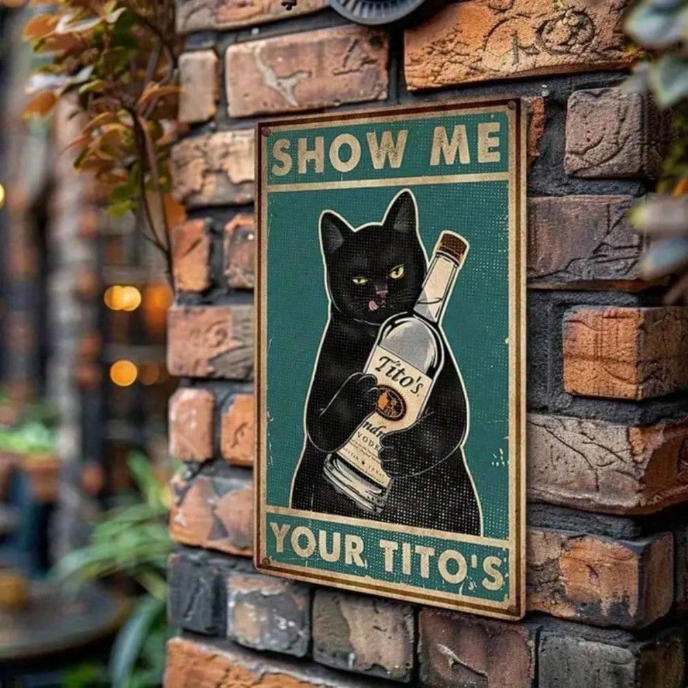 Funny Cat Tin Sign 8x12 Inch Rustic Bar Wall Art Vintage Farmhouse Decor Novelty Gift Cat Lover Retro