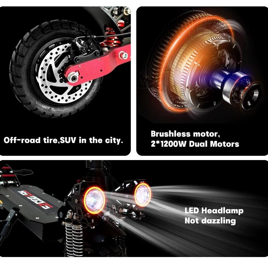 Scooter Scooter X6 de mare putere Off-road, cu două roți, 2400w, Scooter electric pliat, 48v, motor dublu, suspensie cu arc dublu