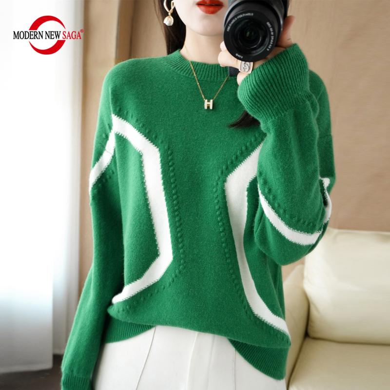 

Женский свитер СОВРЕМЕННЫЙ НОВЫЙ зимний вязаный пуловер SAGA, свободный осенний мягкий теплый шерстяной свитер, сращенный женский джемпер, вязаный топ