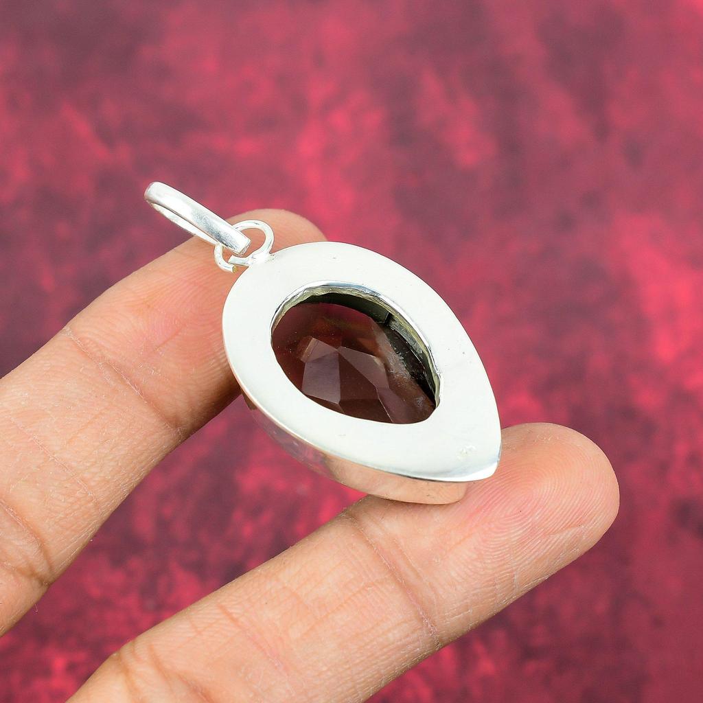 Smoky Topaz Jewelry, Handmade Gemstone Pendant, 925 Solid Sterling Silver Pendant Antique Jewelry, For Engagement Gift