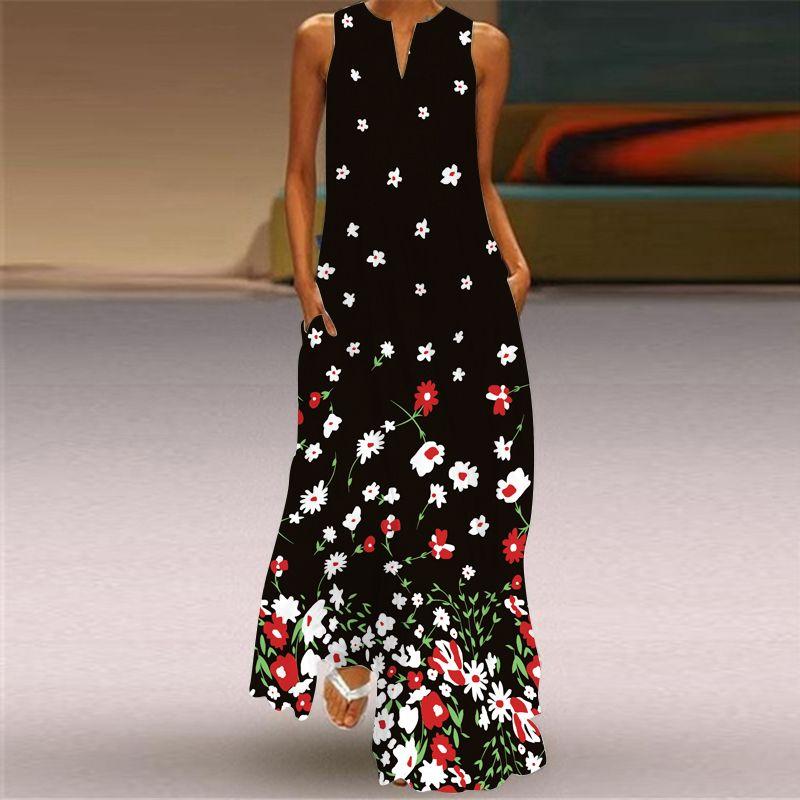 3D Three-Dimensional Print Dress Red Flower Tall Sleeveless Dress Beach Travel Photo Beach Dress