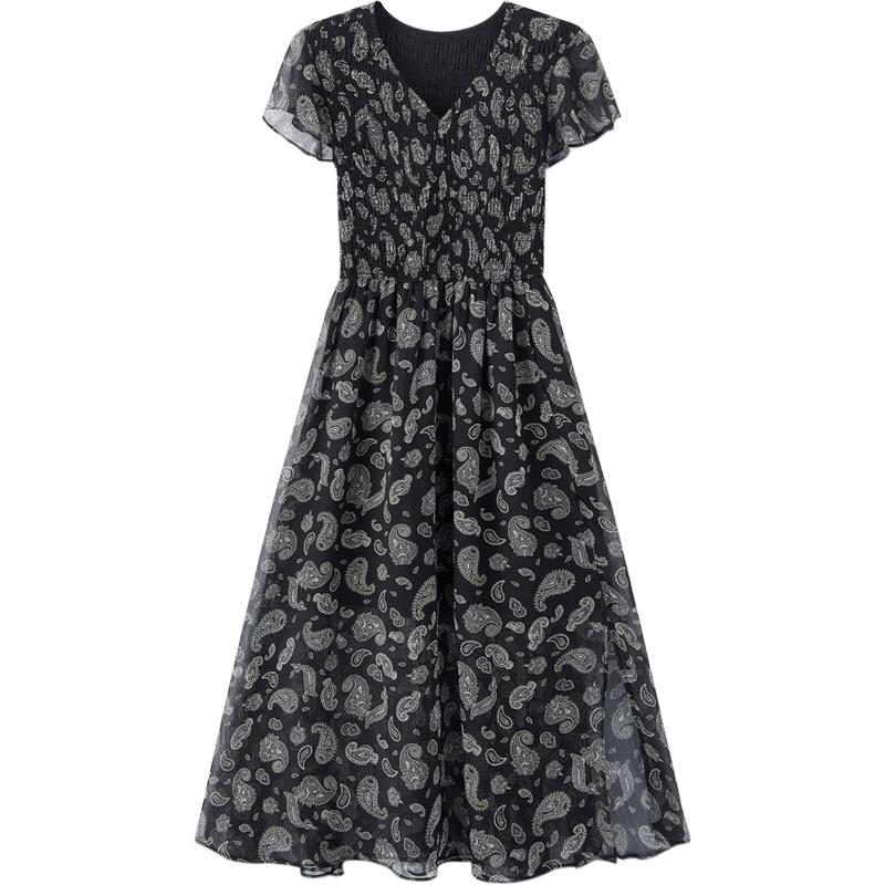 EICHITOO Floral Print V-Neck A-Line Maxi Dress M
