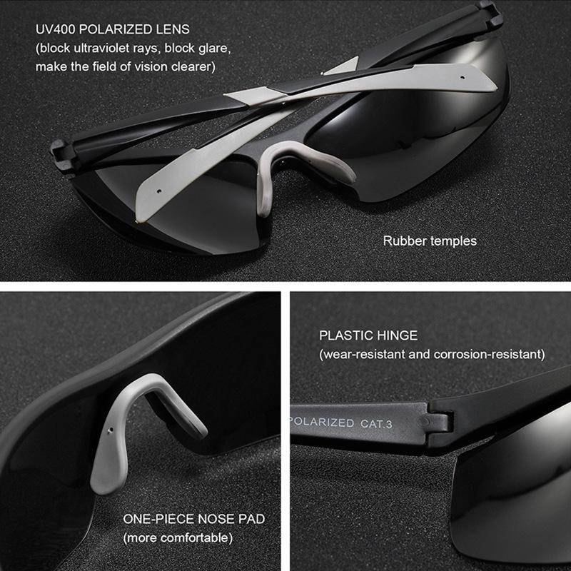 Men's Half-Frame Polarized Sports Sunglasses European-American Style UV Protection for Cycling Hiking Running Fishing