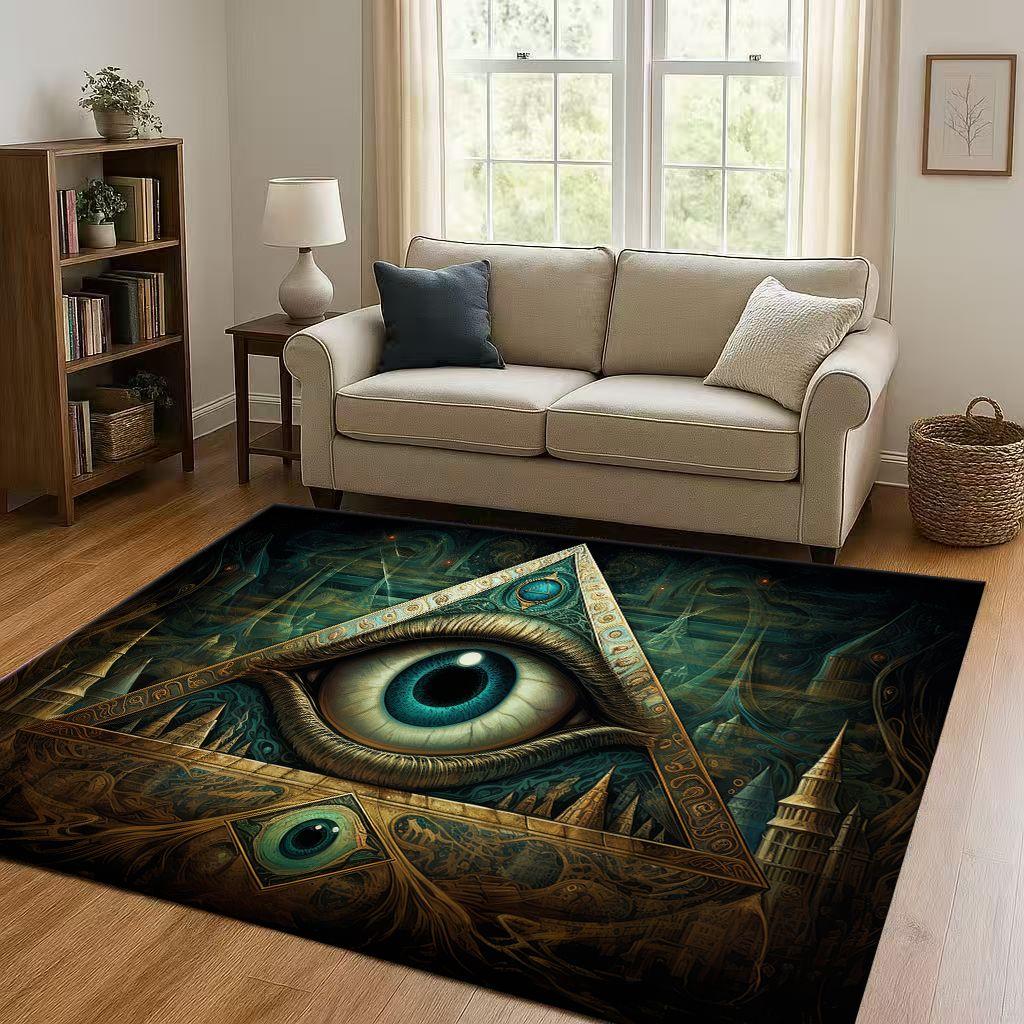 3D Freemasonry All Seeing Eye Symbol Evil Eye Living Room Non Slip Area Rug Carpet for Bedroom Playroom Sofa,Home Decor Doormat
