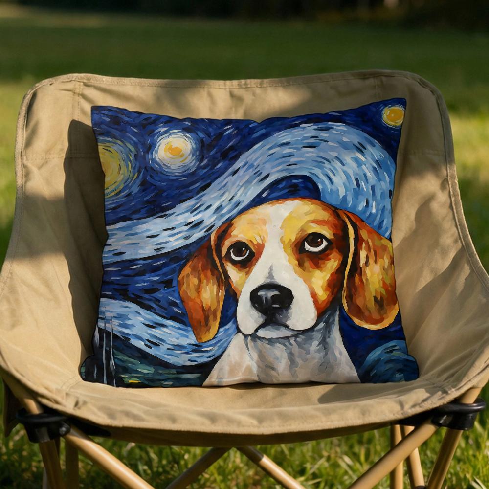 Catoon Starry Sky Dog Cushion Cover Soft Reversible Durable Pillow Cover MultiScene Use for Home Car Daily Comfort