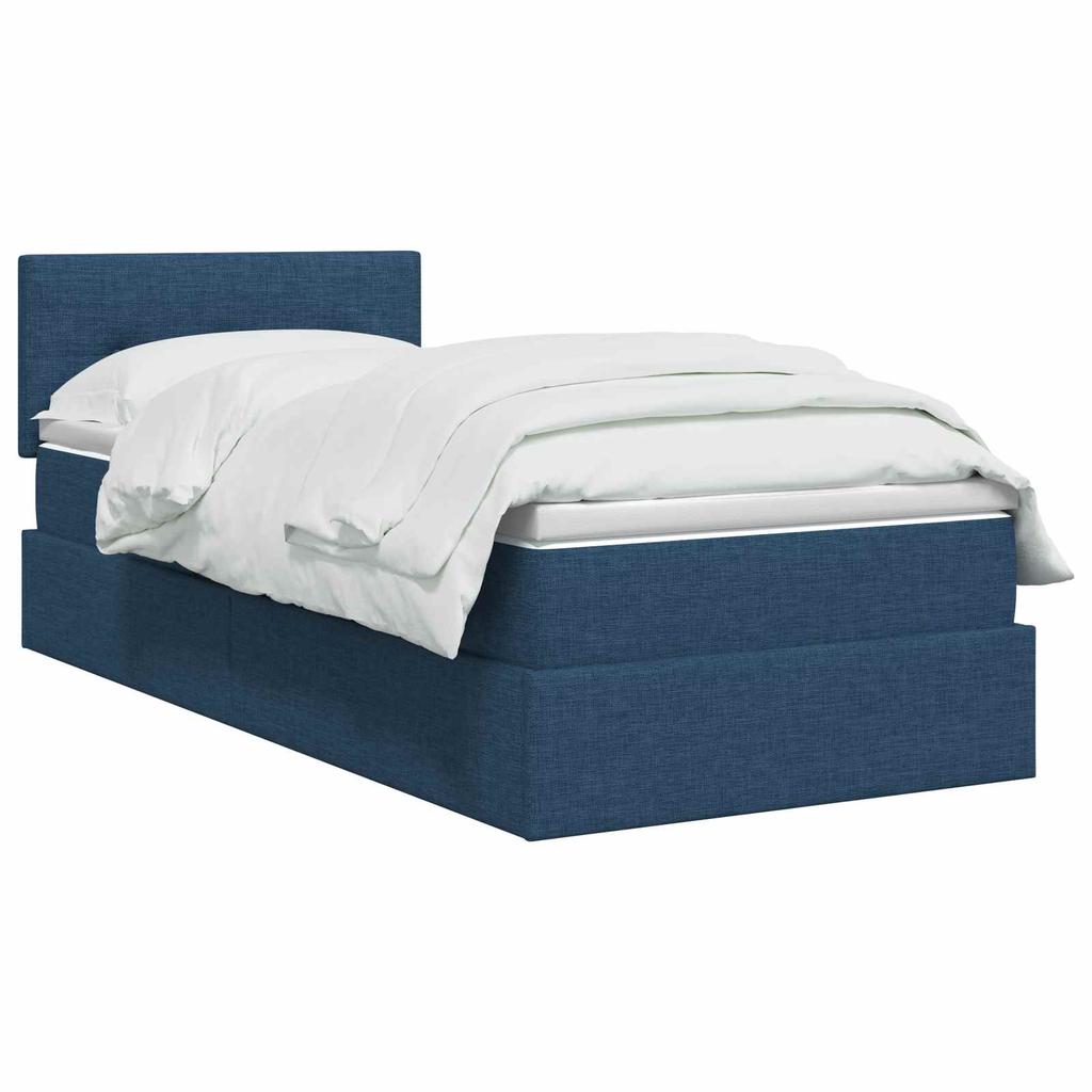 Storage Bed with Mattress Blue 90 X 200 Cm Velvet