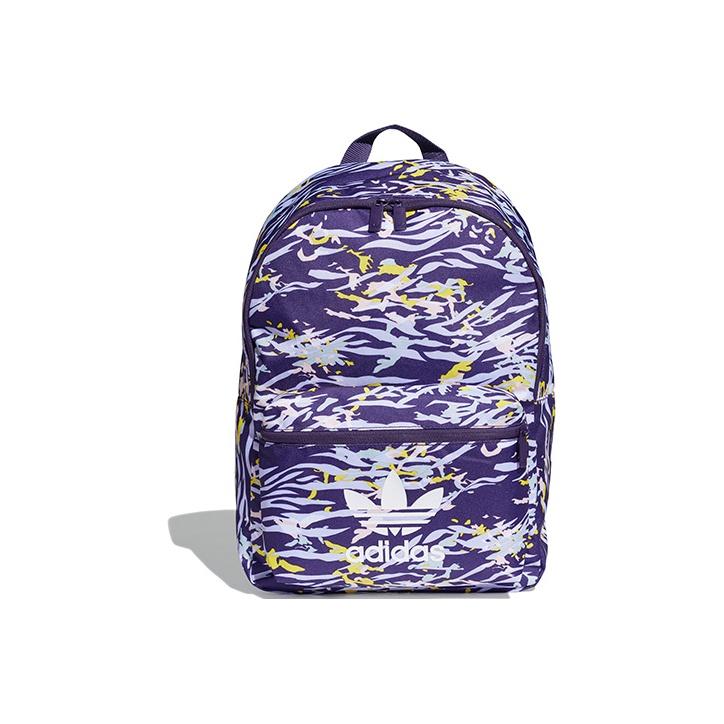 Adidas Originals Classic Logo Pattern All Over Print Casual Trendy Backpack Unisex Backpack Blue GD3136 Blue