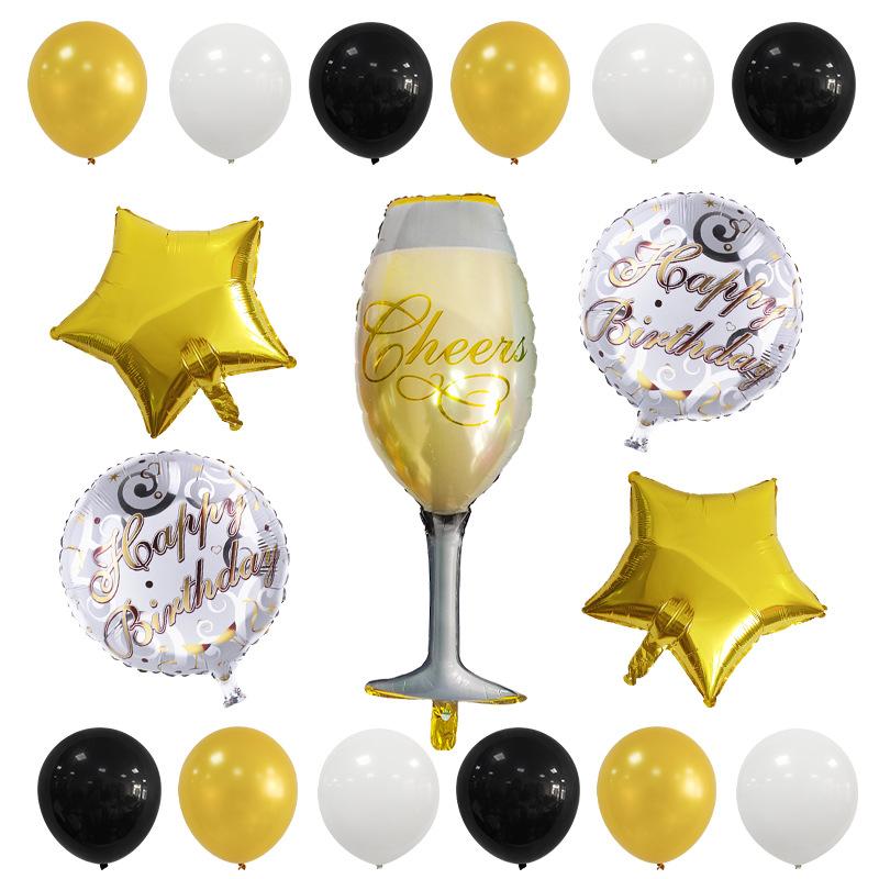 Aluminum Film Balloon Whiskey Beer Bubble Wine Glass Bottle Pentagram Party Combination Set
