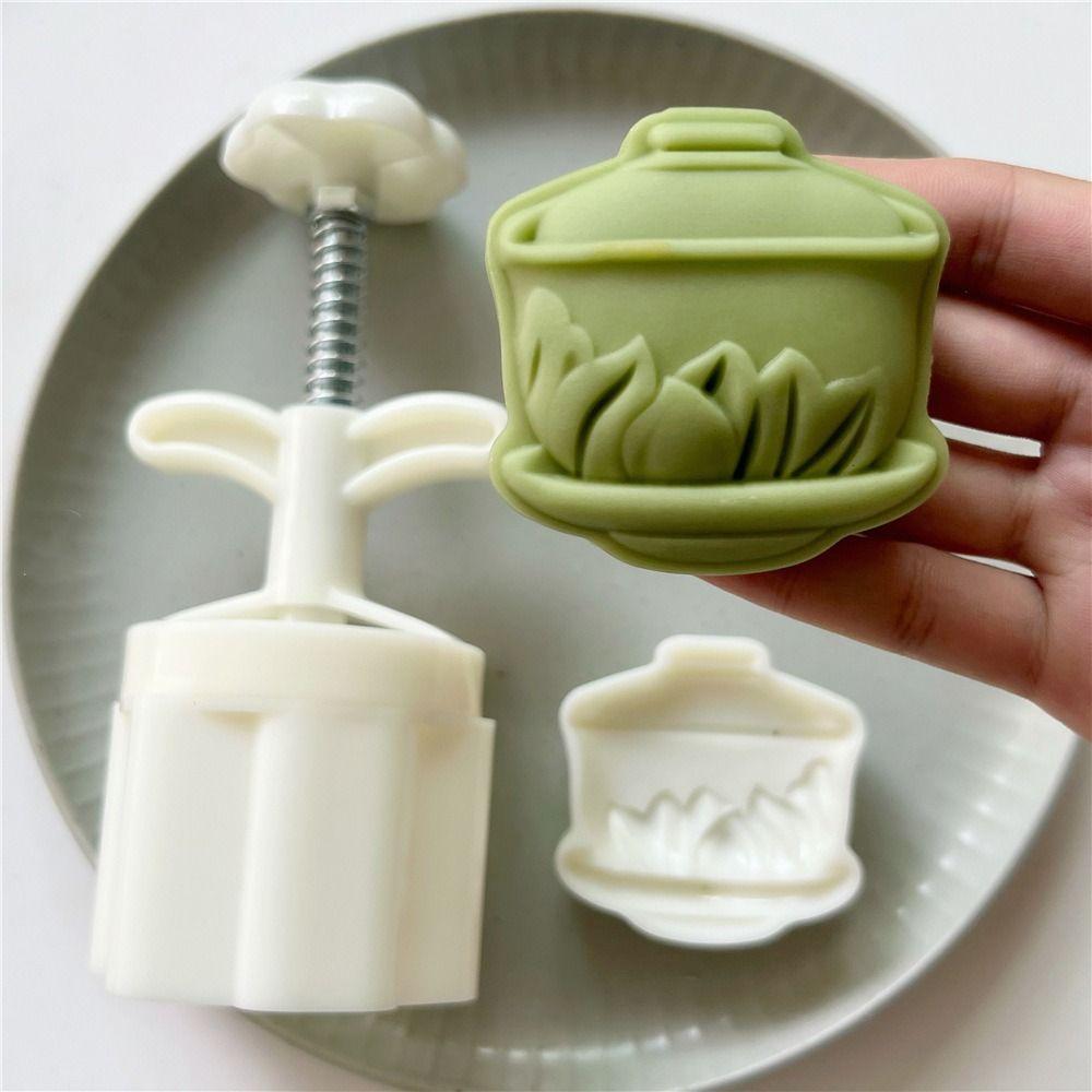 Plastic Mooncake Molds Teapot Shape Pastry Mold Hand Press Mould  Mid-Autumn Festival