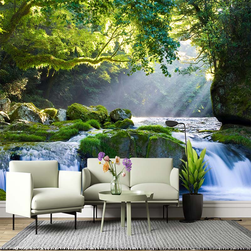 

Waterfall Landscape Sunshine 3D Customized Bedroom, Living Room, Sofa, TV Background Wall, Mural, Wallpaper 200 cm(W) x 140 cm(H)