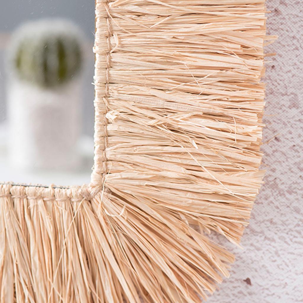 Hand Woven Rattan Hanging Mirror Innovative Art Decoration Makeup Mirrors Bathroom Bedroom Wall Hanging Mirror