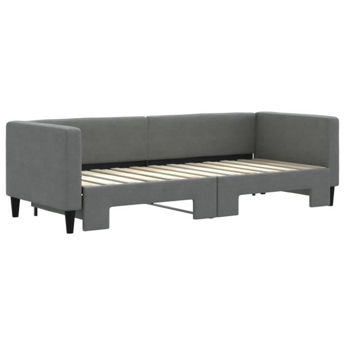 VidaXL Lit de jour avec lit gigogne gris foncé 80x200 cm tissu 3196574