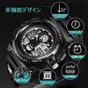 Childrens wristwatch boys sports watch outdoor multifunctional 50m waterproof alarm date day display dual time LED analog digital (black)