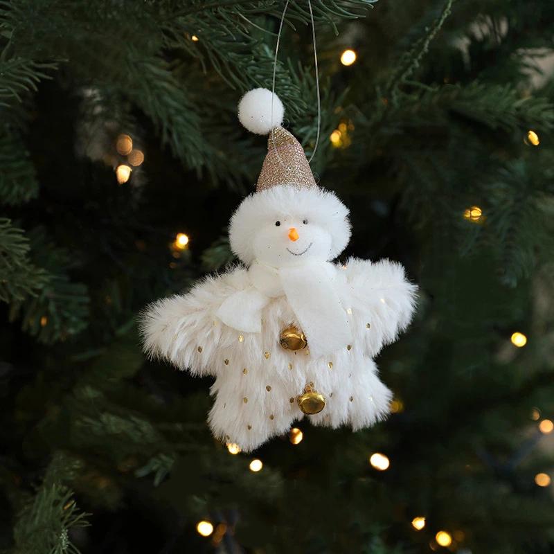White Plush Doll Christmas Tree Ornament Cute Hanging Decoration For Christmas Holiday Decor Christmas Doll Hanging Decor