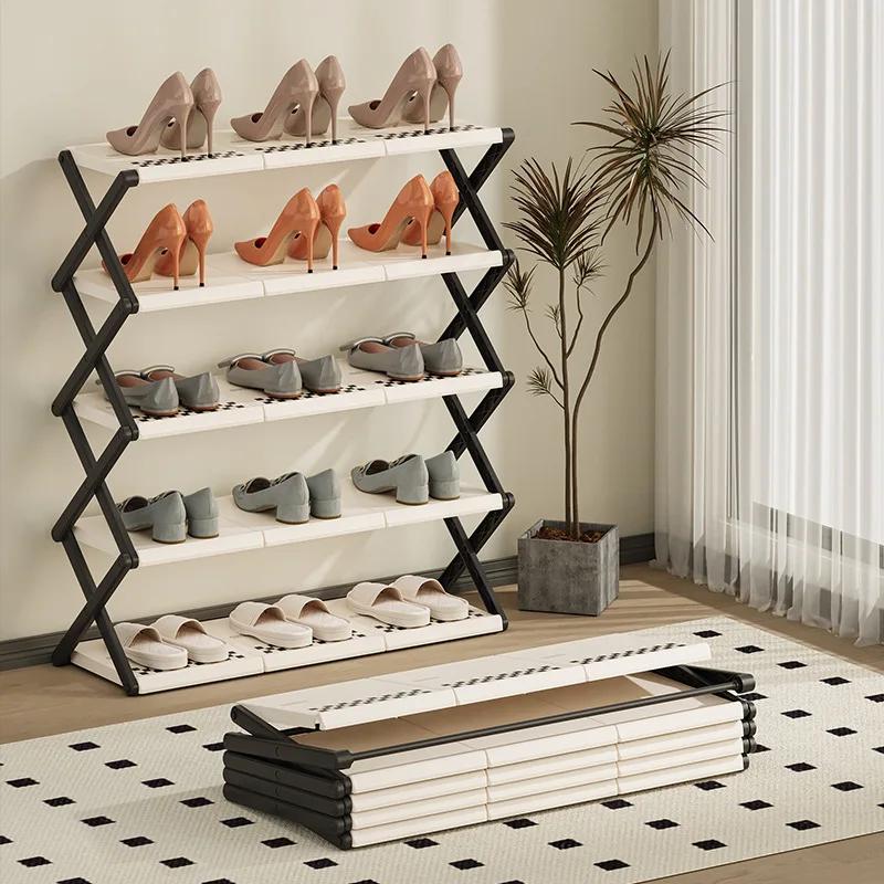 Zusammenklappbares Schuhregal, mehrschichtiges, einfaches Lagerregal, platzsparendes Organizer-Regal, Schuhaufbewahrungsregale für den Eingangstür-Schuhaufhänger
