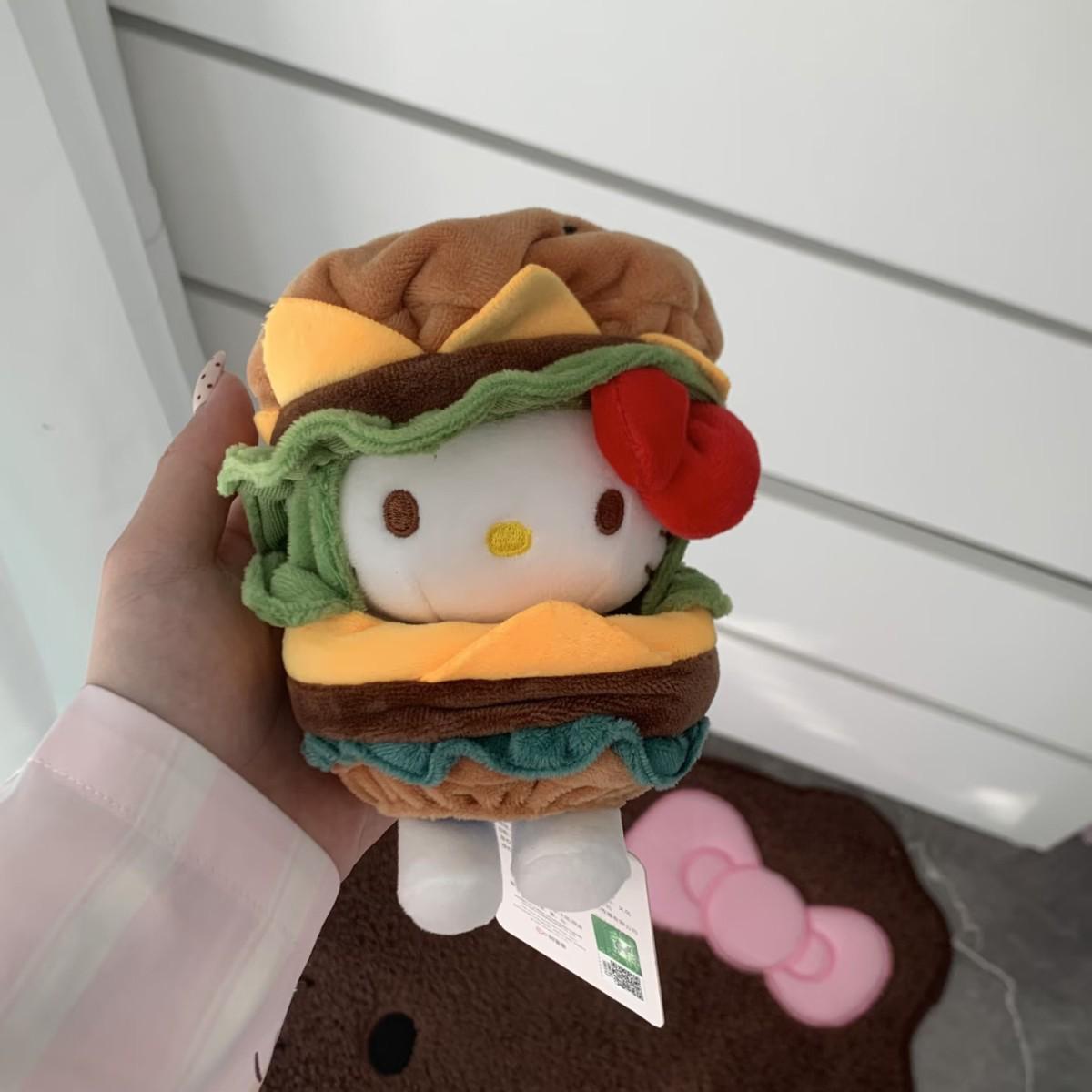 Hello Kitty Banana Burger Plush Keychain Charm Doll Gift 15cm