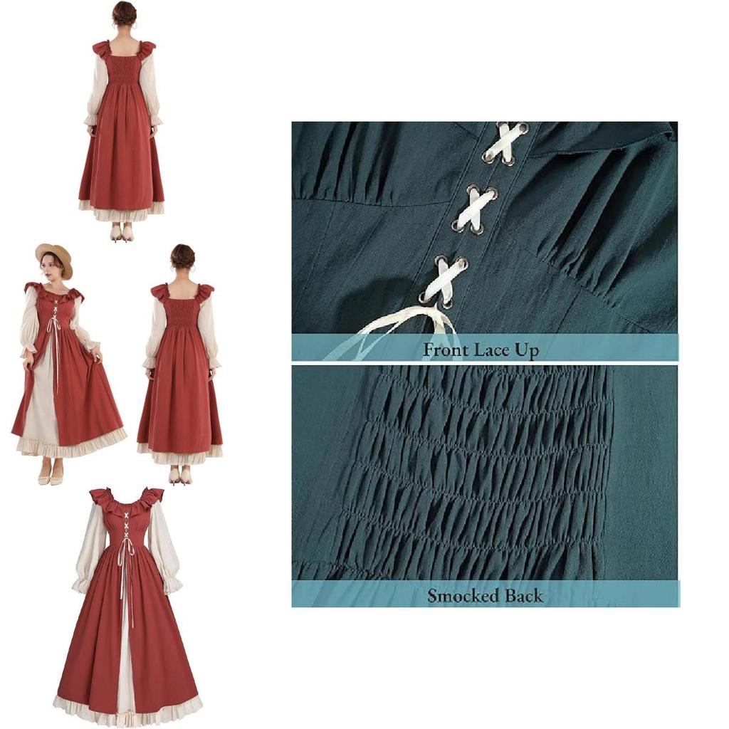 Renaissance Medieval The Lotus Long Sleeves Dresses Cosplay Clothes Costume