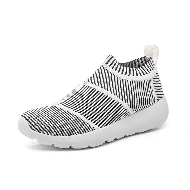 Women Men Sneakers Outdoor Breathable Running Shoes Mesh Sock Shoes for Dancing Padded Thickened Low Top Casual Shoes Size 35-45