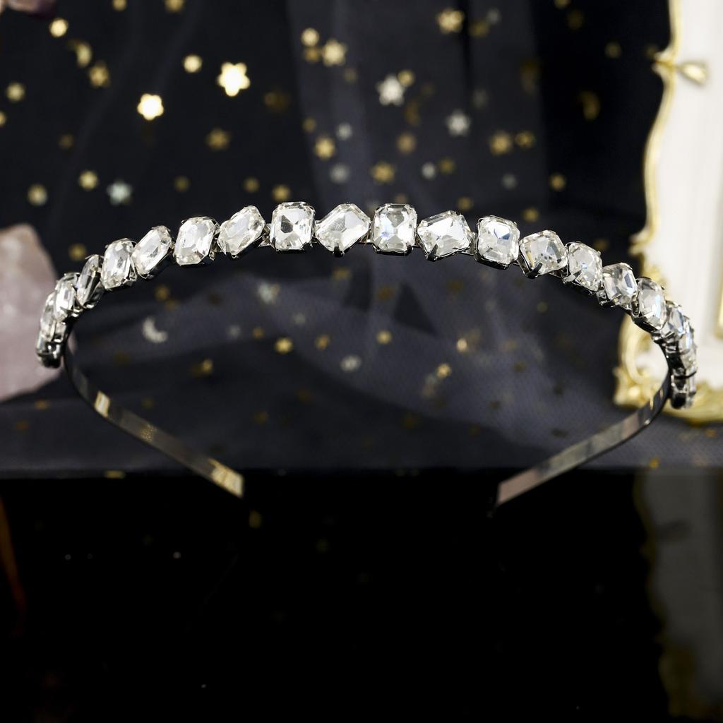 Fashion Rhinestone Bridal Tiara Headpiece Silver Crystal Wedding Hair Accessories Women Birthday Party Rhinestone Crowns