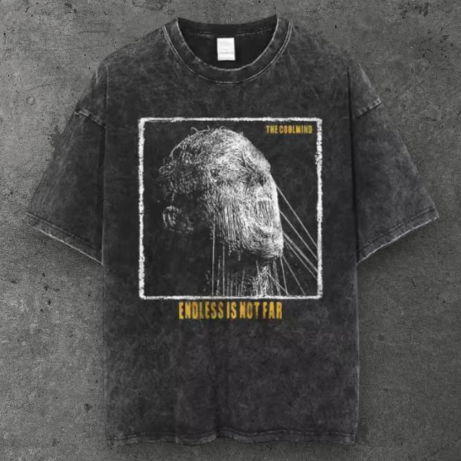 Mens Distressed Human Graphic T Shirt Acid Washed Black Grunge Aesthetic S-4XL S разноцветный