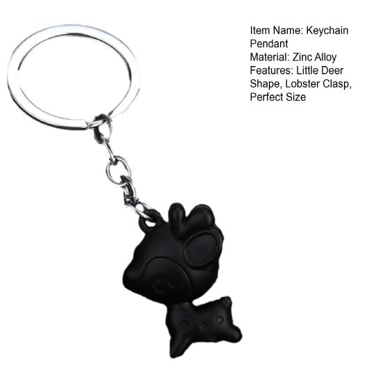 Keychain Pendant Little Deer Design Zinc Alloy Key Chain with Metal Ring Chain Buckle Portable Lightweight Key Holder Backpack Car Accessory