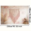 2D banner Bohemian rope wall-mounted background fabric with floral patterns and Parmesan grass, for interior decoration