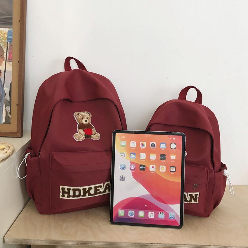 Women's Lightweight Large Capacity School Bag Bear Backpack Junior High School Student Backpack