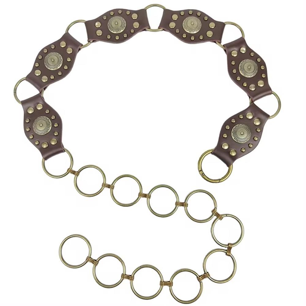 Luxury Design Punk Waistband Trendy Waist Strap Women Rivet Leather Belt