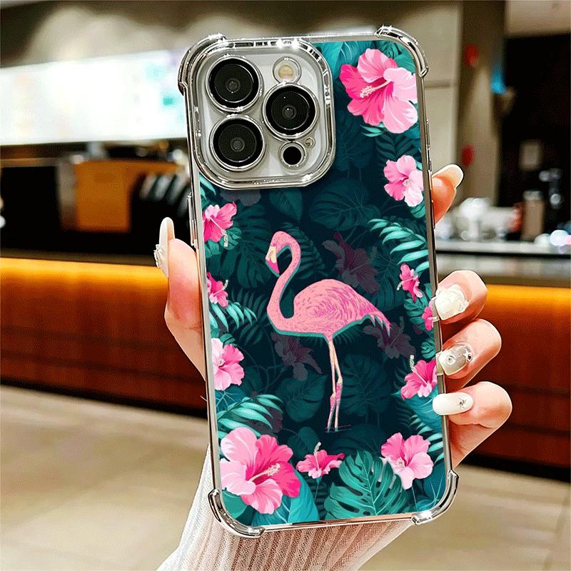 

Pink Red Dreamy Flamingo Soft Phone Case For iPhone 15 16 17 Air 14 Pro Max 16E Plus 13 12 Mini Plating Anti-Fall Fundas iPhone 13 Pro