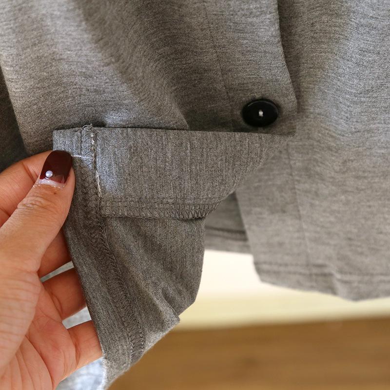 Postpartum Spring/Summer Modal Three-Piece Set: Long Sleeve & Pants for Breastfeeding
