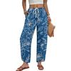 Women’s Casual Straight Leg Loose Wide Leg Pants with Drawstring and Printed Pattern Suitable for Daily Wear and Relaxed Outfits