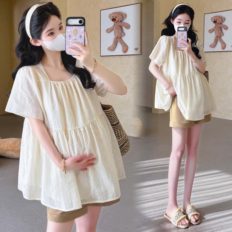 2026 Korean Style Lace Embroidery Doll Shirt & Tummy Support Shorts XL