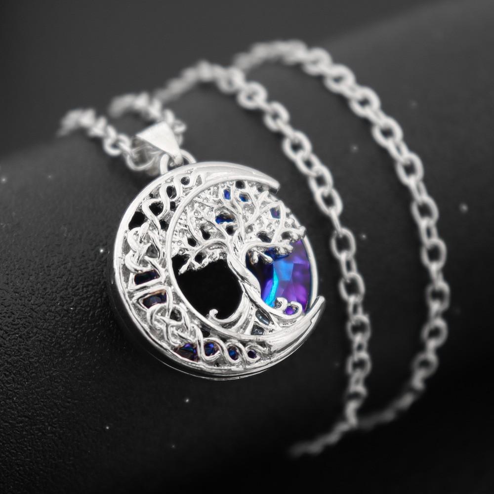 Personality Men's Hip Hop Hollow Pendant Moon God's Tree Necklace