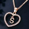 Heart Letters 26 Love Crystal Women Silver Plated Chain Jewelry Necklace