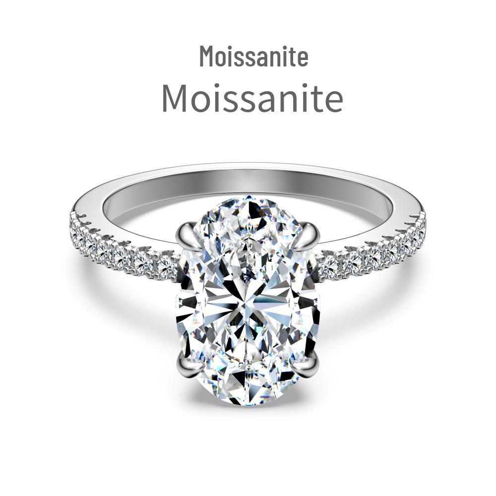 S925 Sterling Silver Women's Moissanite Ring - Irregular Oval Water Drop 2CT for a Niche, Luxurious Feel