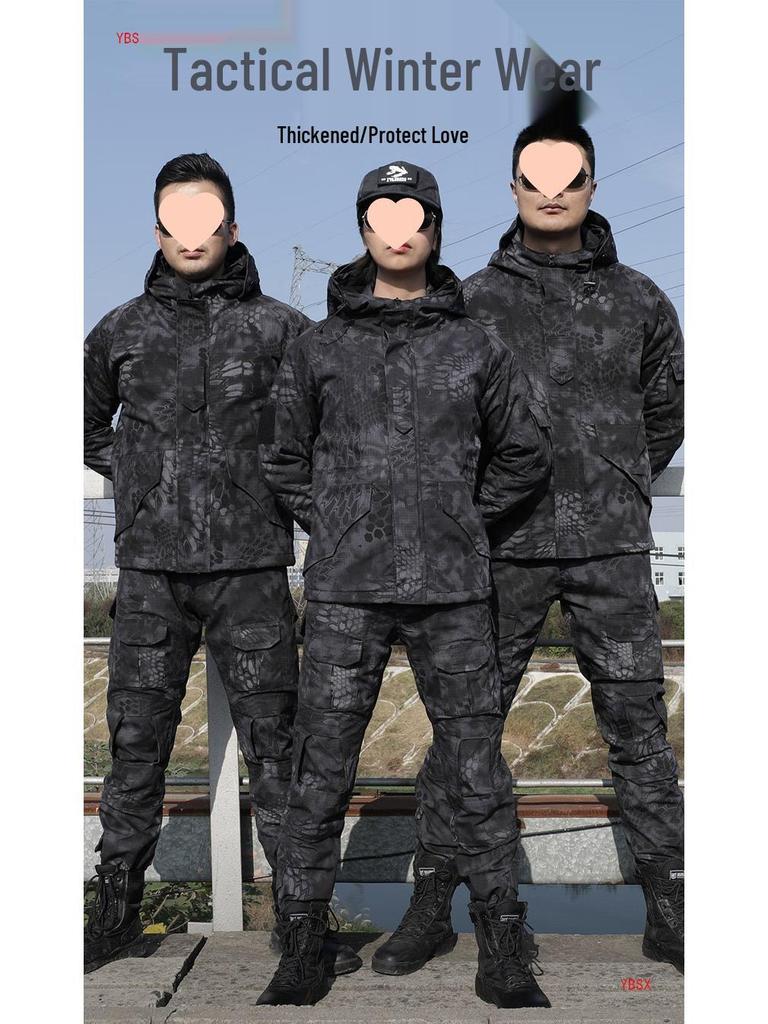 Herren- und Damen-Wasserdichte Camouflage-Taktische Jacke Set - Winddicht, mit Plus-Samt, Verdickt für Herbst und Winter.