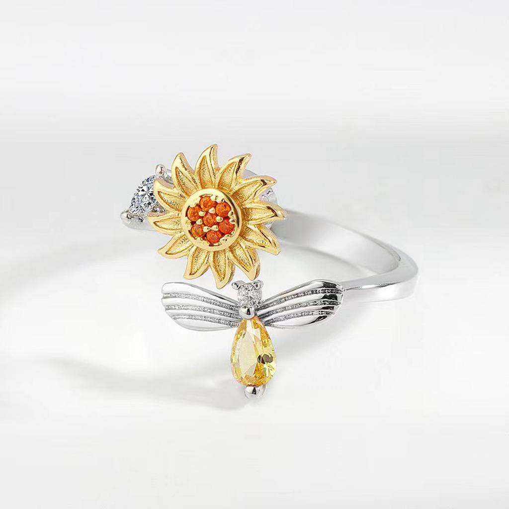 Ring For Women Sunflower Ring Open Ring Heart Star Rings Anxiety Stress Relieving Ring Women Girl