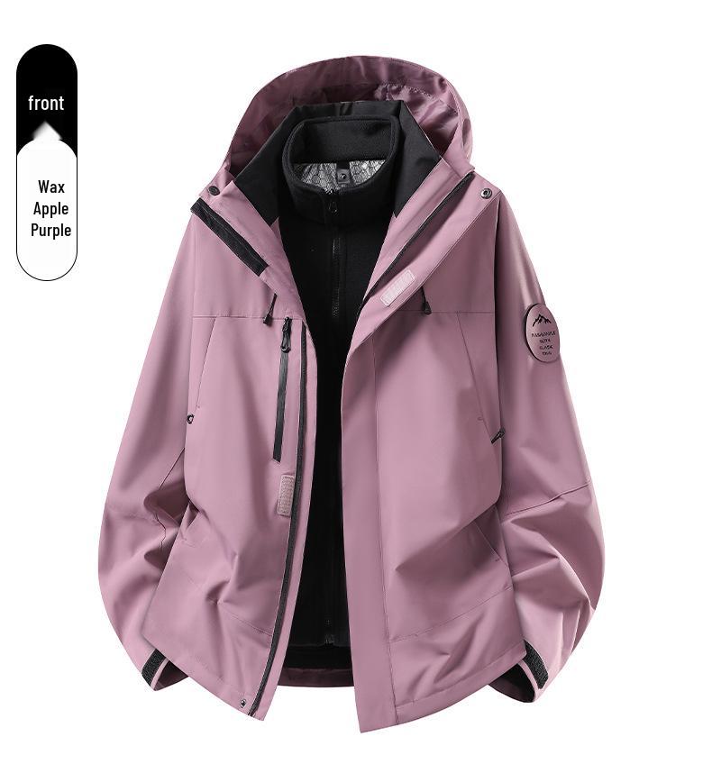 Camel Unisex 3-in-1 Mountaineering Jacket: Graphene-Lined, Windproof, Waterproof, and Warm, New Style, Two-Piece Set.