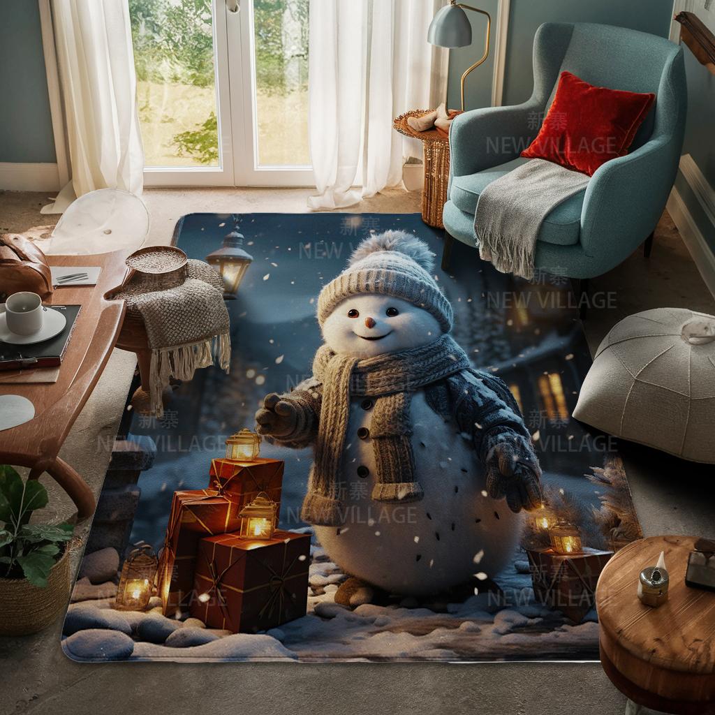 House Entrance Carpet Home Door Mat Living Room Bath Foot Bathroom Non-slip Water Absorption Rugs Bath Merry Christmas Winter