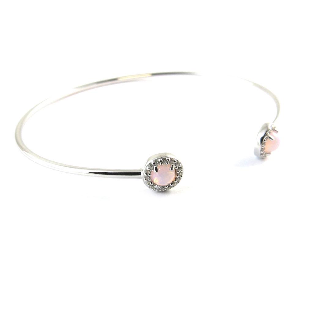 Les Trésors De Lily [P0152] - Bracelet argent ouvert 'Princesse Opale' rose argenté (rhodié) - 58 mm- 6 mm