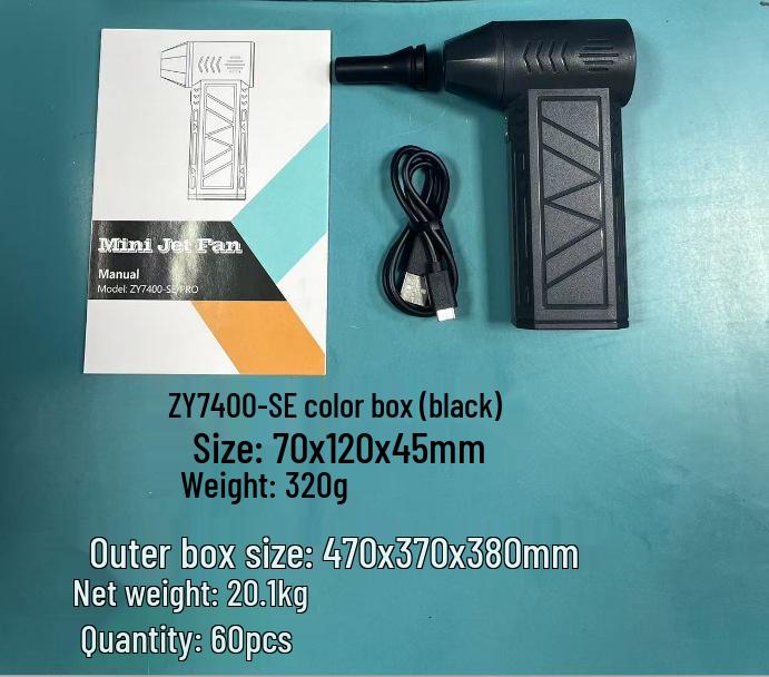 

2025 High-Speed Portable Mini Turbine Fan: 130,000 RPM Handheld Blower with Light for Camping and Outdoor Use