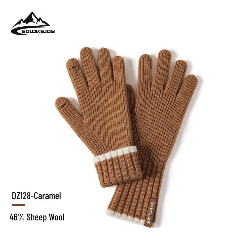 DZ149 Winter Knit Wool Gloves: Windproof Flip-Finger Touchscreen Gloves for Outdoor Cycling and Sports.