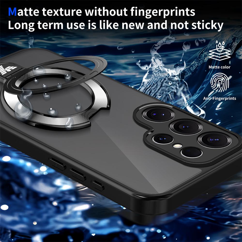 Luxury Black Translucent Magnetic Stand Phone Case For Samsung S26 S25 Edge S23 S24 Plus S22 Ultra S21 FE A57 A56 A55 A54 A53