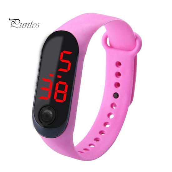Adjustable Strap Button Control LED Display Electronic Digital Watch Bracelet