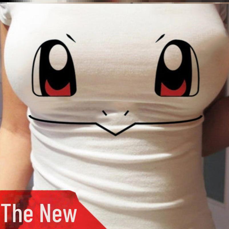 3D Big Eyes Tight Top for Women - Sweet Broadcast & Internet Celebrity Style