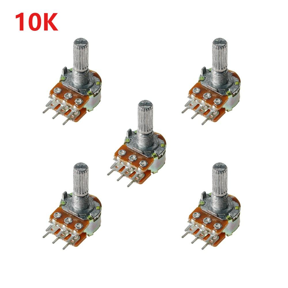5PCS WH148 6Pin Rotary Potentiometer B1K B2K B5K B10K B20K B50K B100K B500K 20MM Shaft Amplifier Dual Stereo Potentiometers Kit